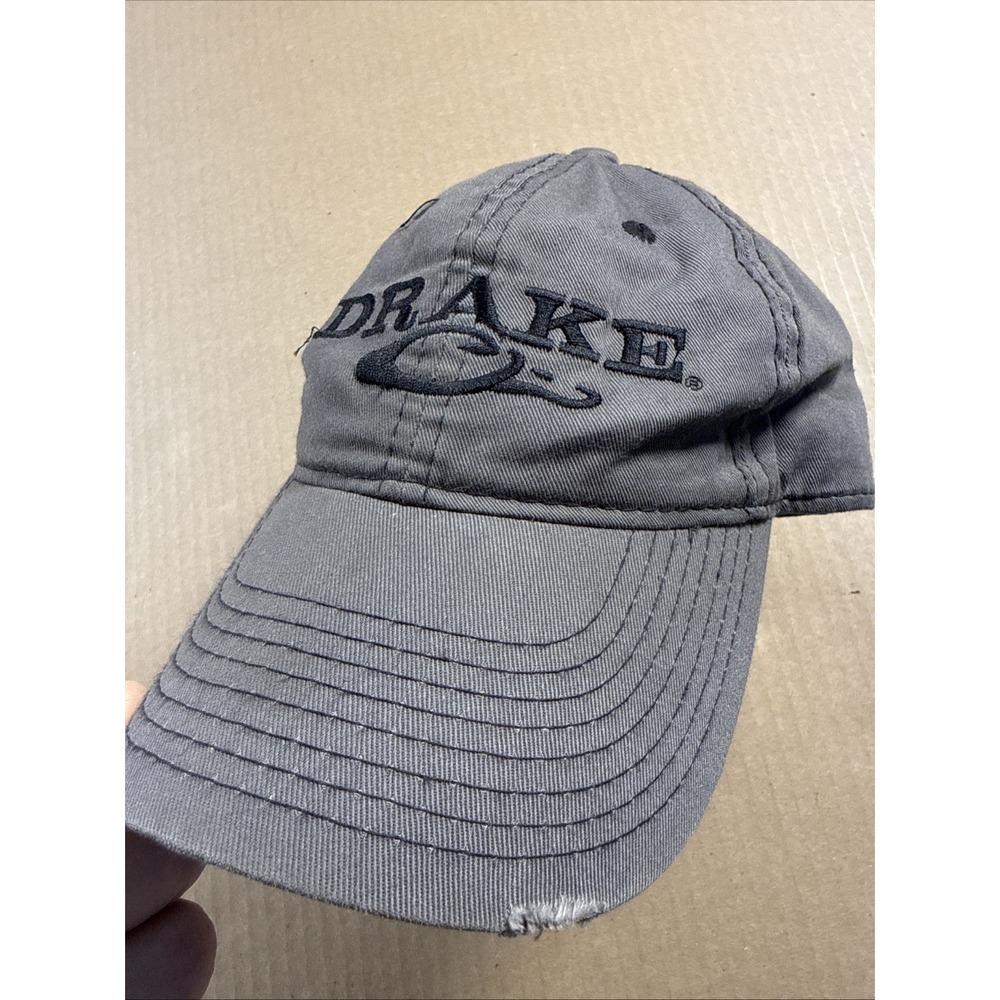 Drake Waterfowl Systems Distressed Gray Hat Strapback Baseball Cap Adjustable